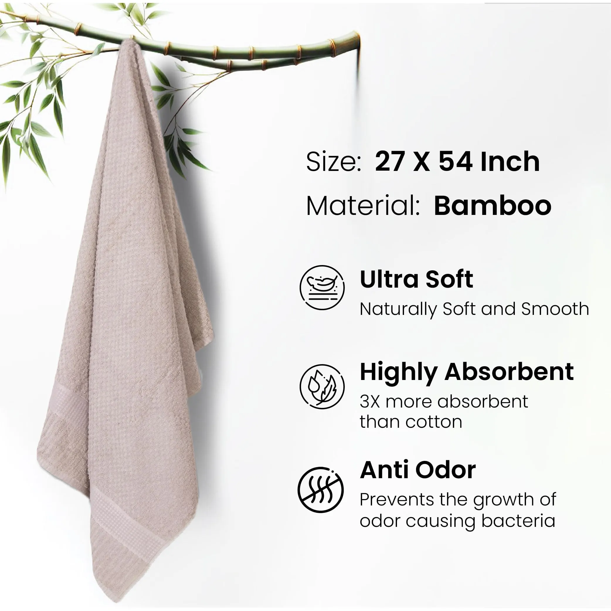 Mush Hearth & Haven Bamboo Towels for Bath Large Size | 450 GSM Bamboo Bath Towel for Men & Women | Soft, Highly Absorbent & Quick Dry | Pack of 2, 70 X 140 cms (Teal & Slate Grey)