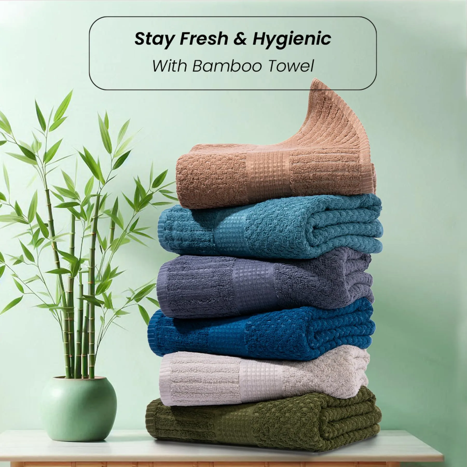 Mush Hearth & Haven Bamboo Towels for Bath Large Size | 450 GSM Bamboo Bath Towel for Men & Women | Soft, Highly Absorbent & Quick Dry | Pack of 2, 70 X 140 cms (Teal & Slate Grey)