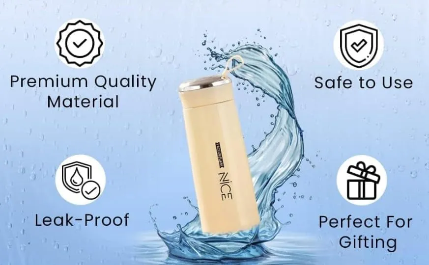 Nice Print Glass Water Bottle 400ml (Multicolor)