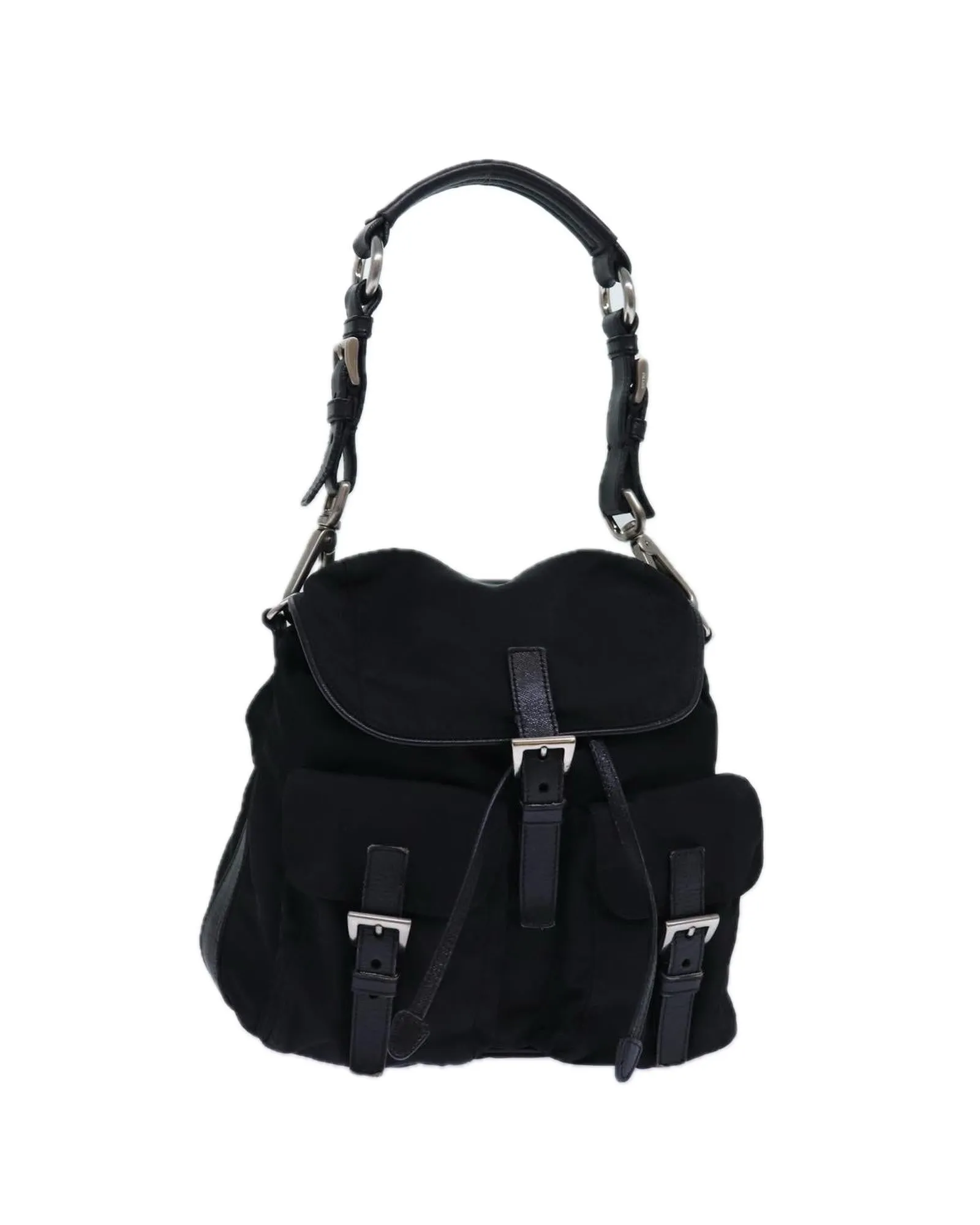 Nylon Backpack with Silver Hardware