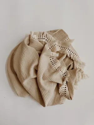 Oatmeal Gauze Tassel Swaddle Blanket