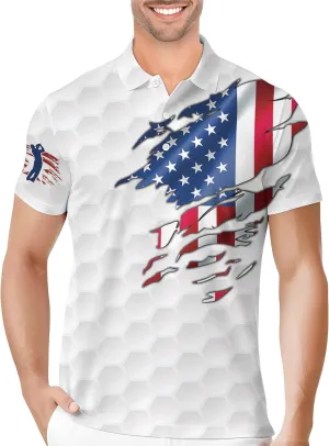 PAGYMO Golf Shirts for Men Crazy Hawaiian Print Funny Mens Polo Shirt