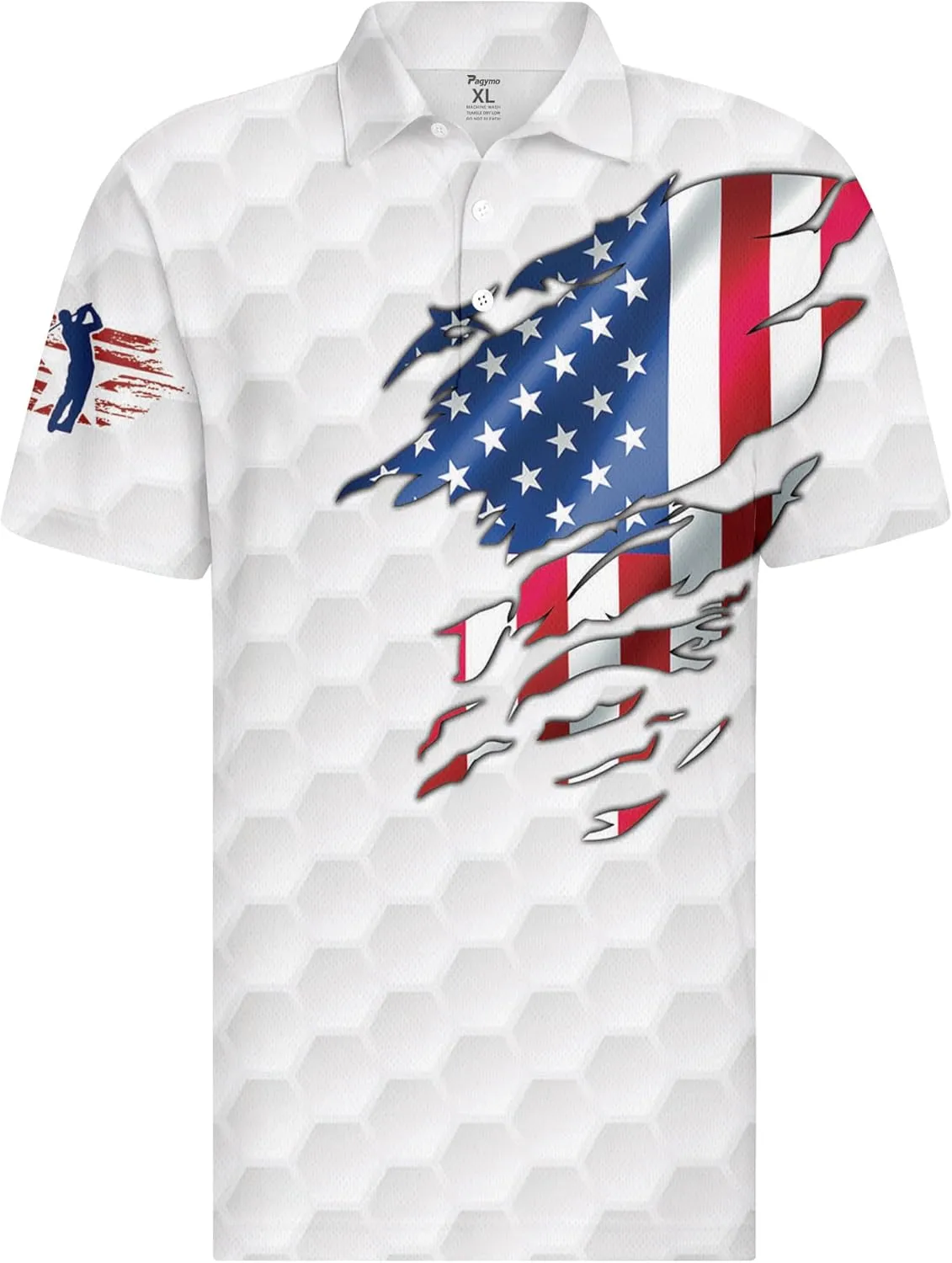PAGYMO Golf Shirts for Men Crazy Hawaiian Print Funny Mens Polo Shirt