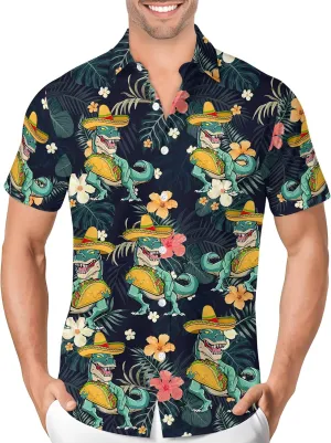 PAGYMO Hawaiian Shirt for Men Funny Summer Aloha Beach Shirts