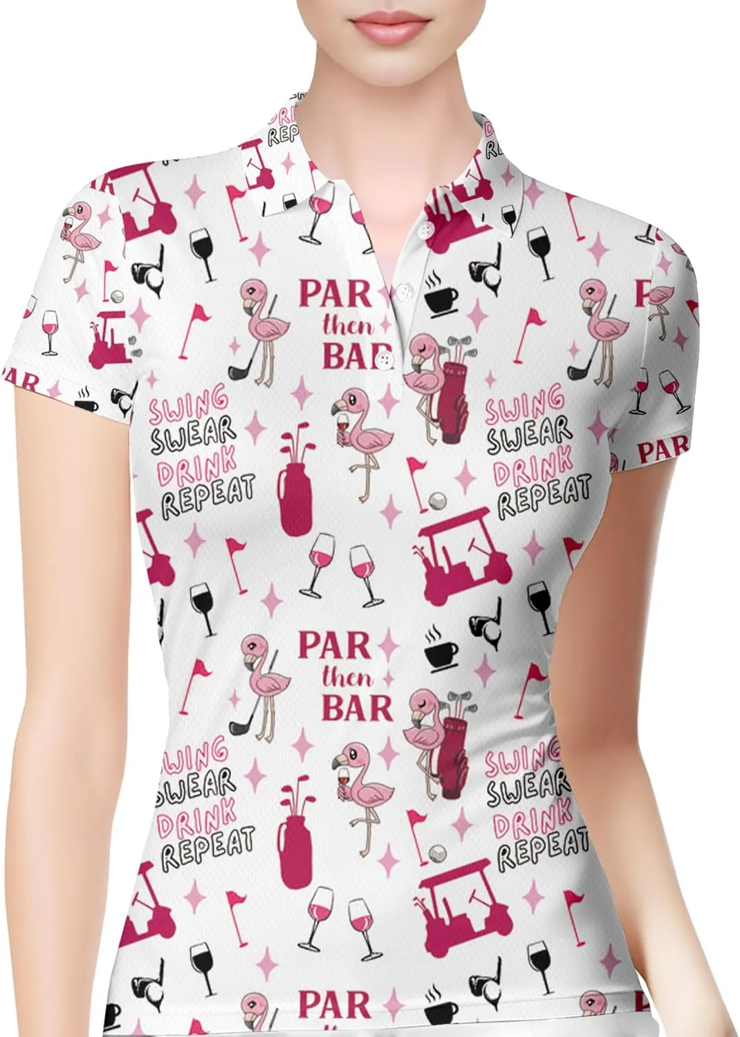 PAGYMO Womens Golf Shirt Funny Hawaiian Crazy Polo Shirts for Women