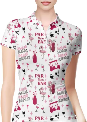 PAGYMO Womens Golf Shirt Funny Hawaiian Crazy Polo Shirts for Women