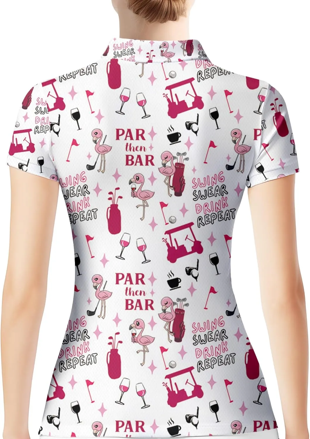 PAGYMO Womens Golf Shirt Funny Hawaiian Crazy Polo Shirts for Women