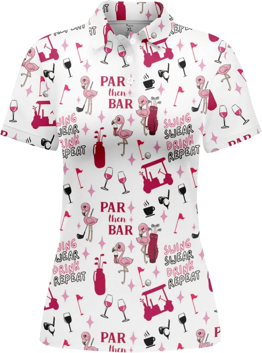 PAGYMO Womens Golf Shirt Funny Hawaiian Crazy Polo Shirts for Women