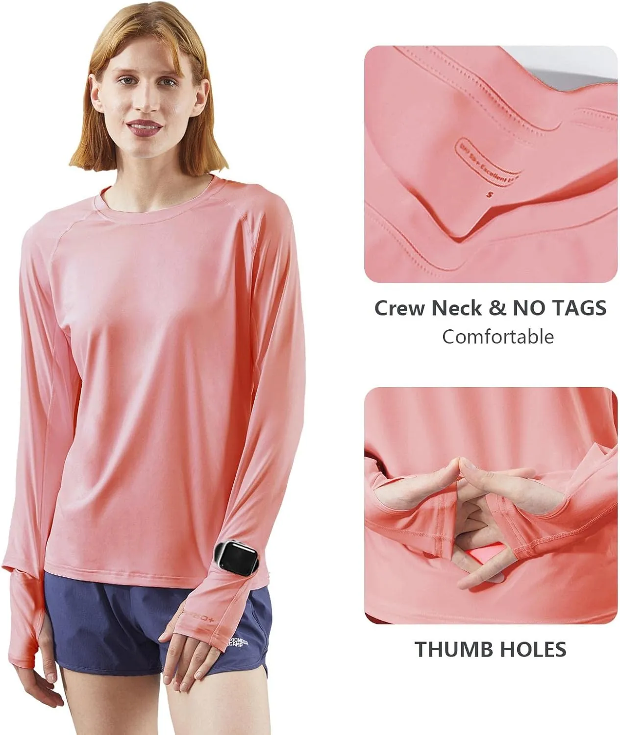 Pioneer Camp Womens Moisture Wicking Shirts Long Sleeve for Running Hiking Fishing Workout Shirt