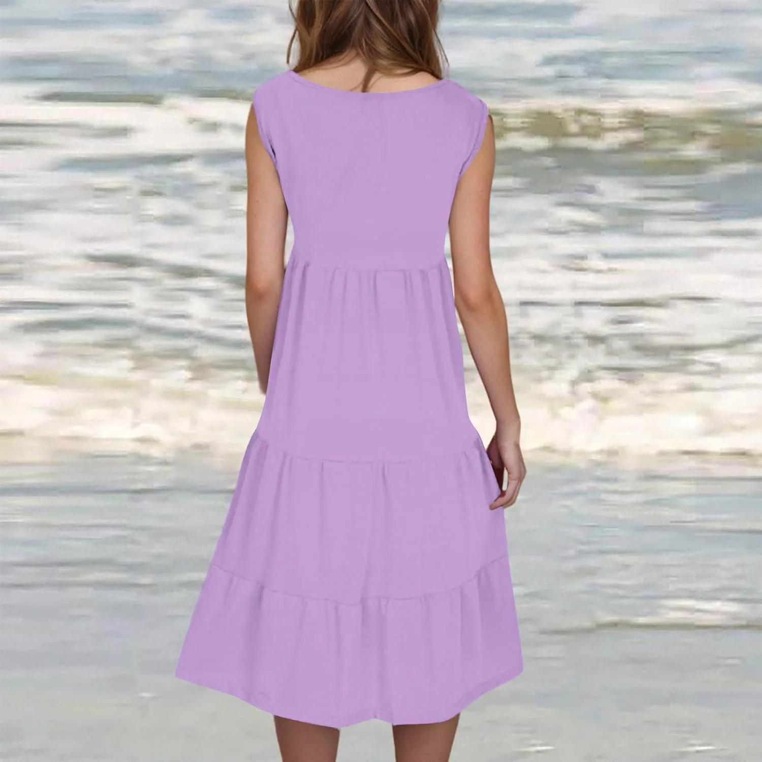 Plus Size Dresses for Curvy Women Fashion Pleated A Line 2025 Summer Dress Casual Beach Vacation Midi Sundress