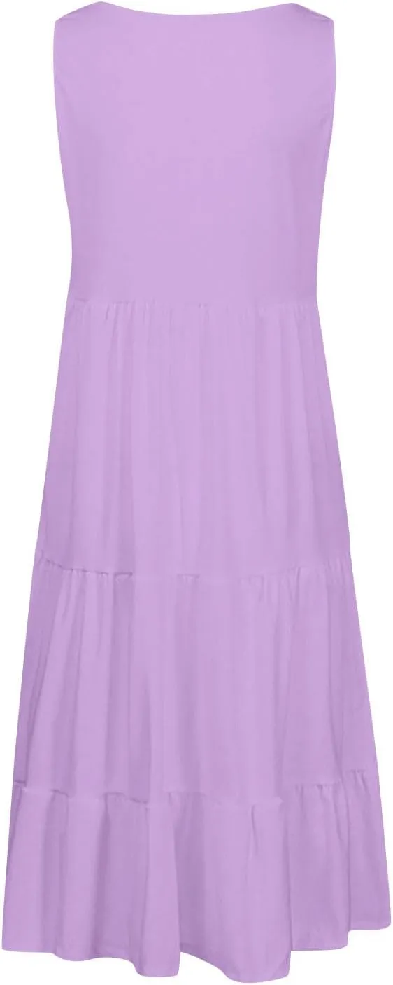 Plus Size Dresses for Curvy Women Fashion Pleated A Line 2025 Summer Dress Casual Beach Vacation Midi Sundress