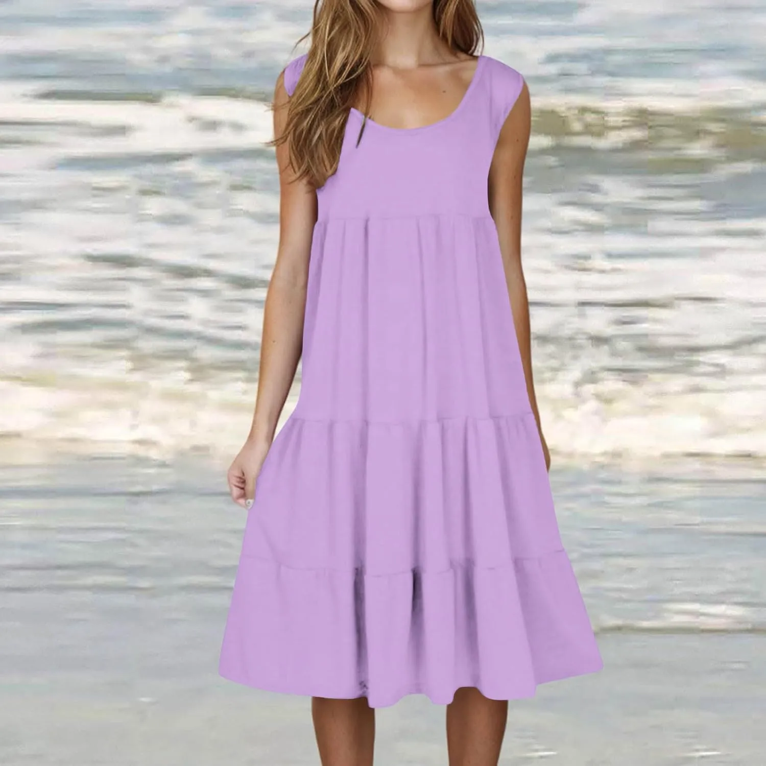 Plus Size Dresses for Curvy Women Fashion Pleated A Line 2025 Summer Dress Casual Beach Vacation Midi Sundress