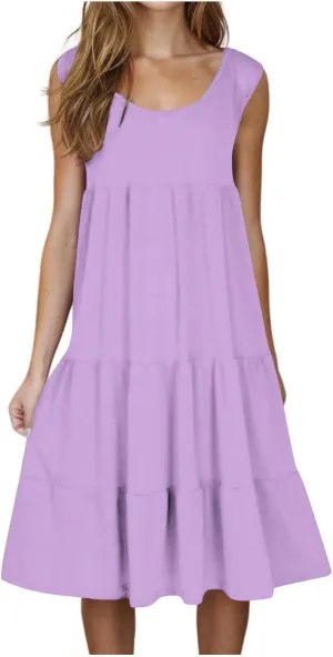 Plus Size Dresses for Curvy Women Fashion Pleated A Line 2025 Summer Dress Casual Beach Vacation Midi Sundress