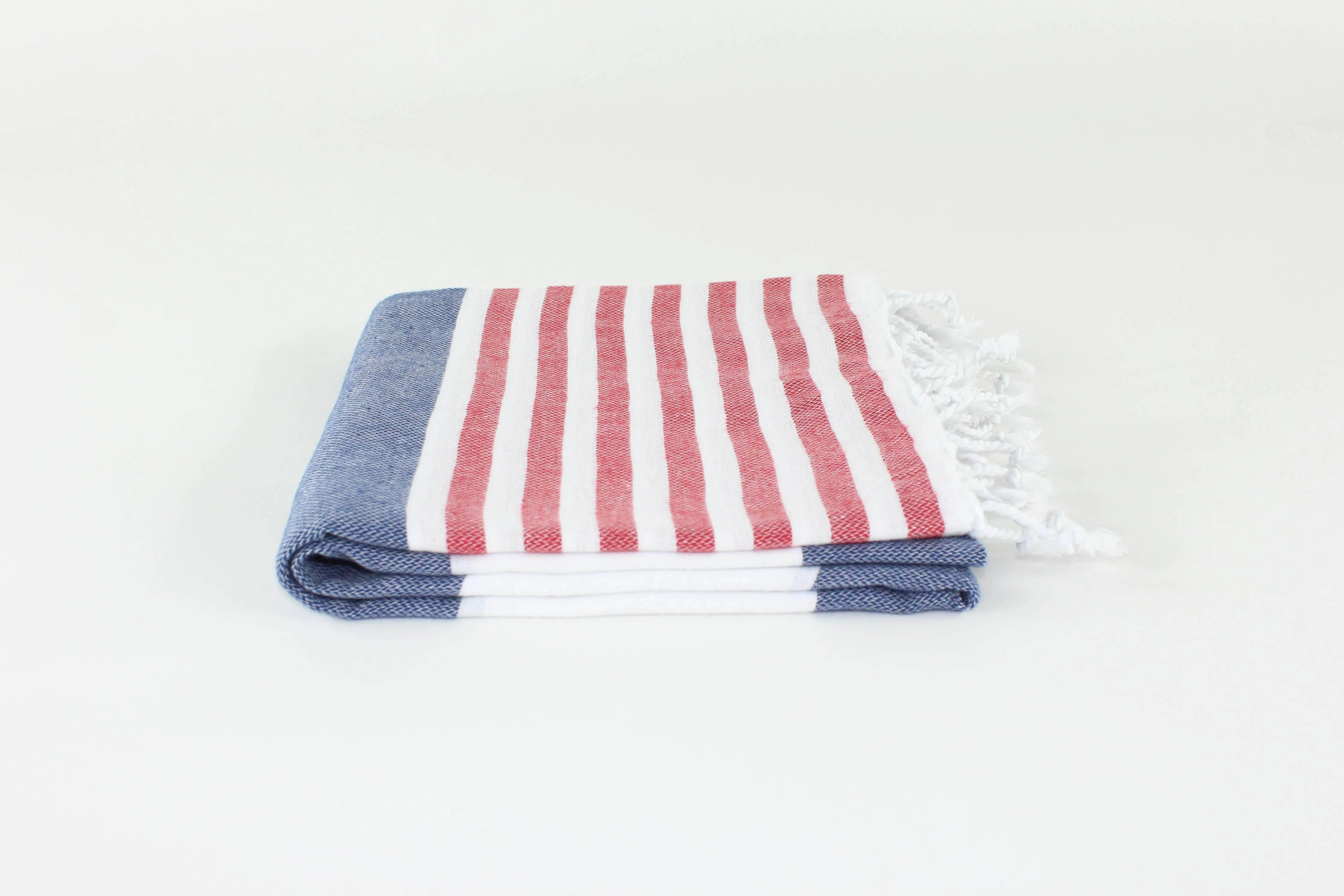 Premium Turkish Towel/ Red stripe on Navy