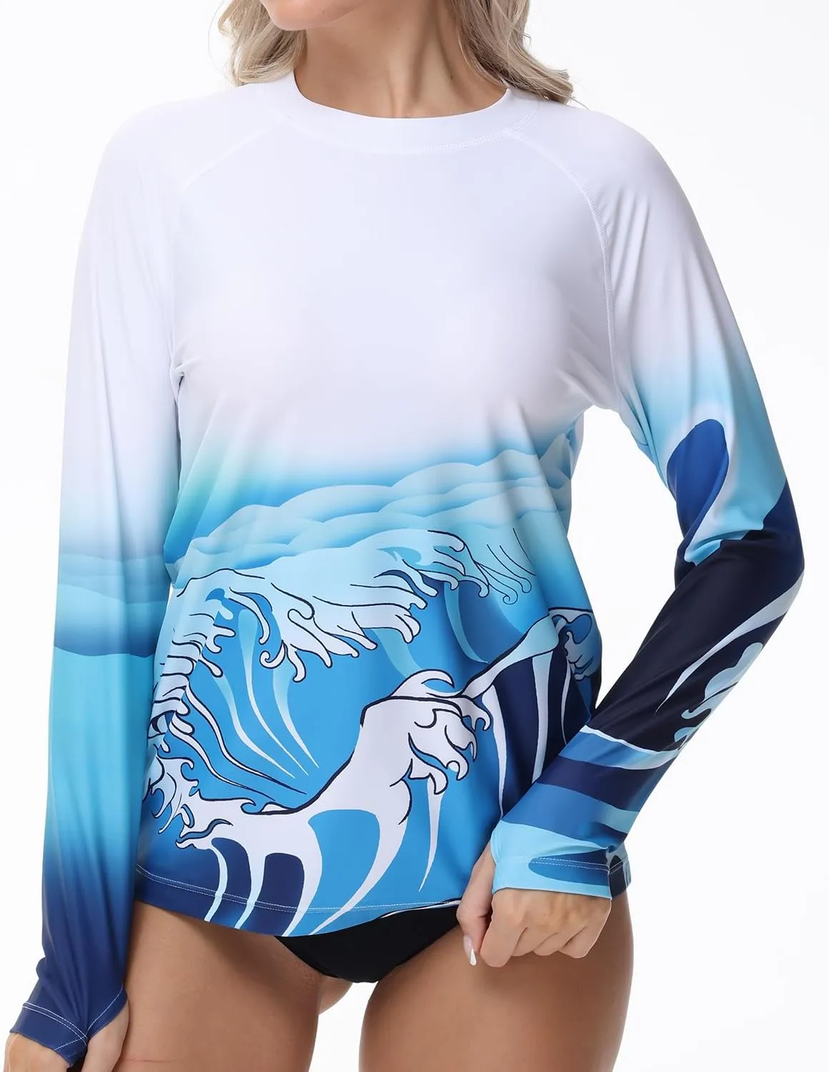 Rash Guard for Women UV Protection Swim Shirts Long Sleeve Quick Dry Water Tops Swimsuit with Thumb Hole