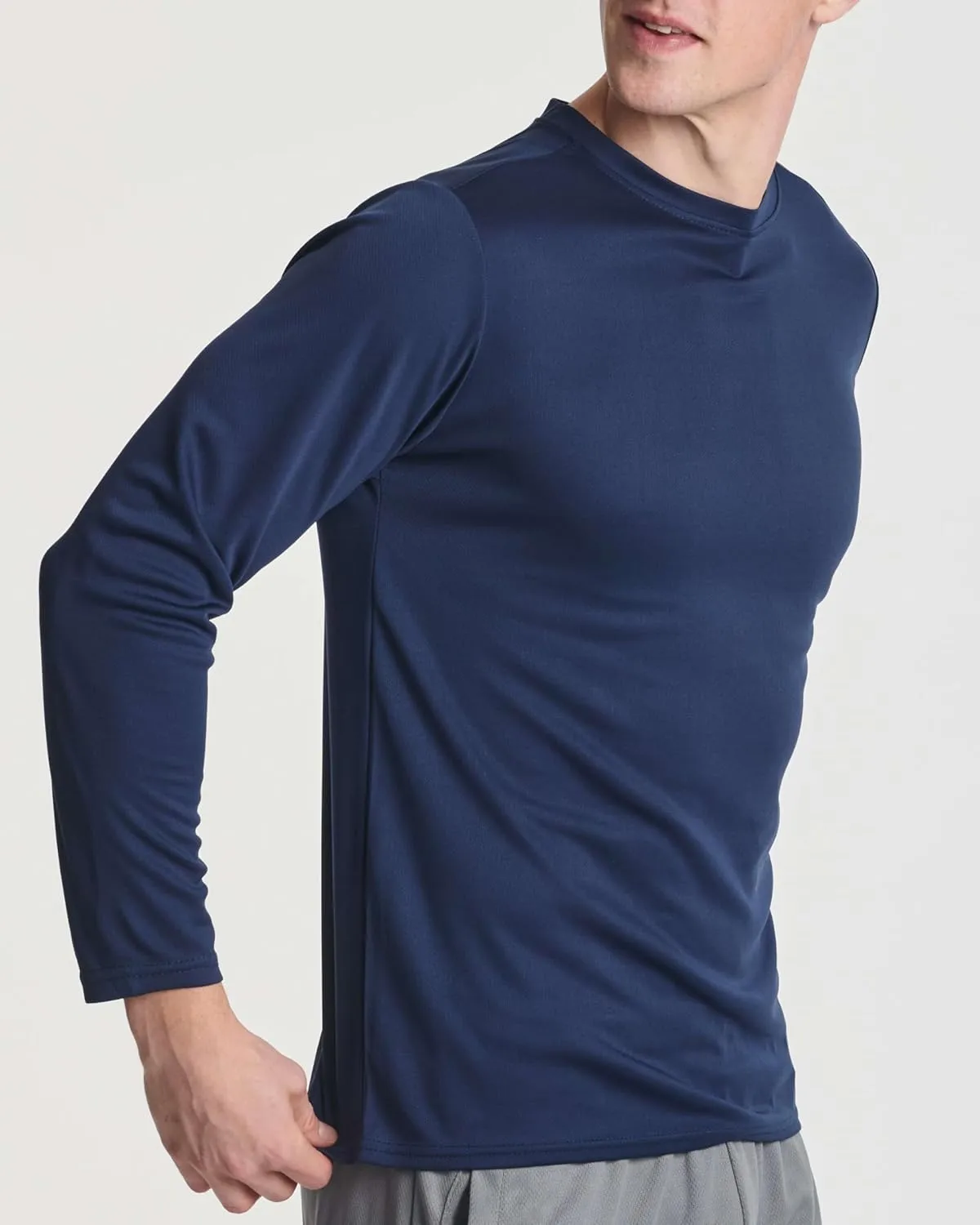Real Essentials 3 & 5 Pack: Men's Mesh Quick Dry Athletic Long Sleeve T-Shirt UPF SPF UV Sun (Available in Big & Tall)