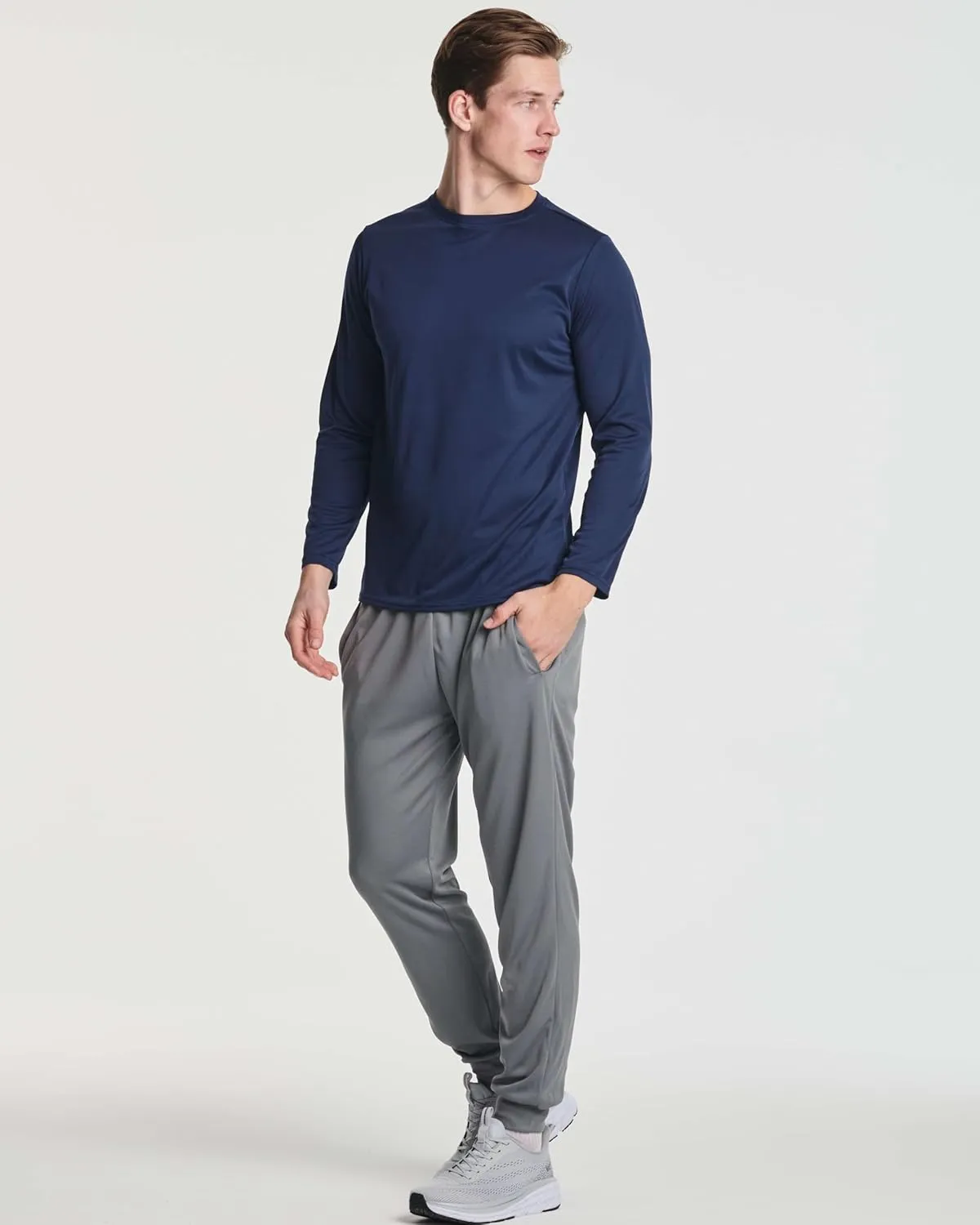 Real Essentials 3 & 5 Pack: Men's Mesh Quick Dry Athletic Long Sleeve T-Shirt UPF SPF UV Sun (Available in Big & Tall)