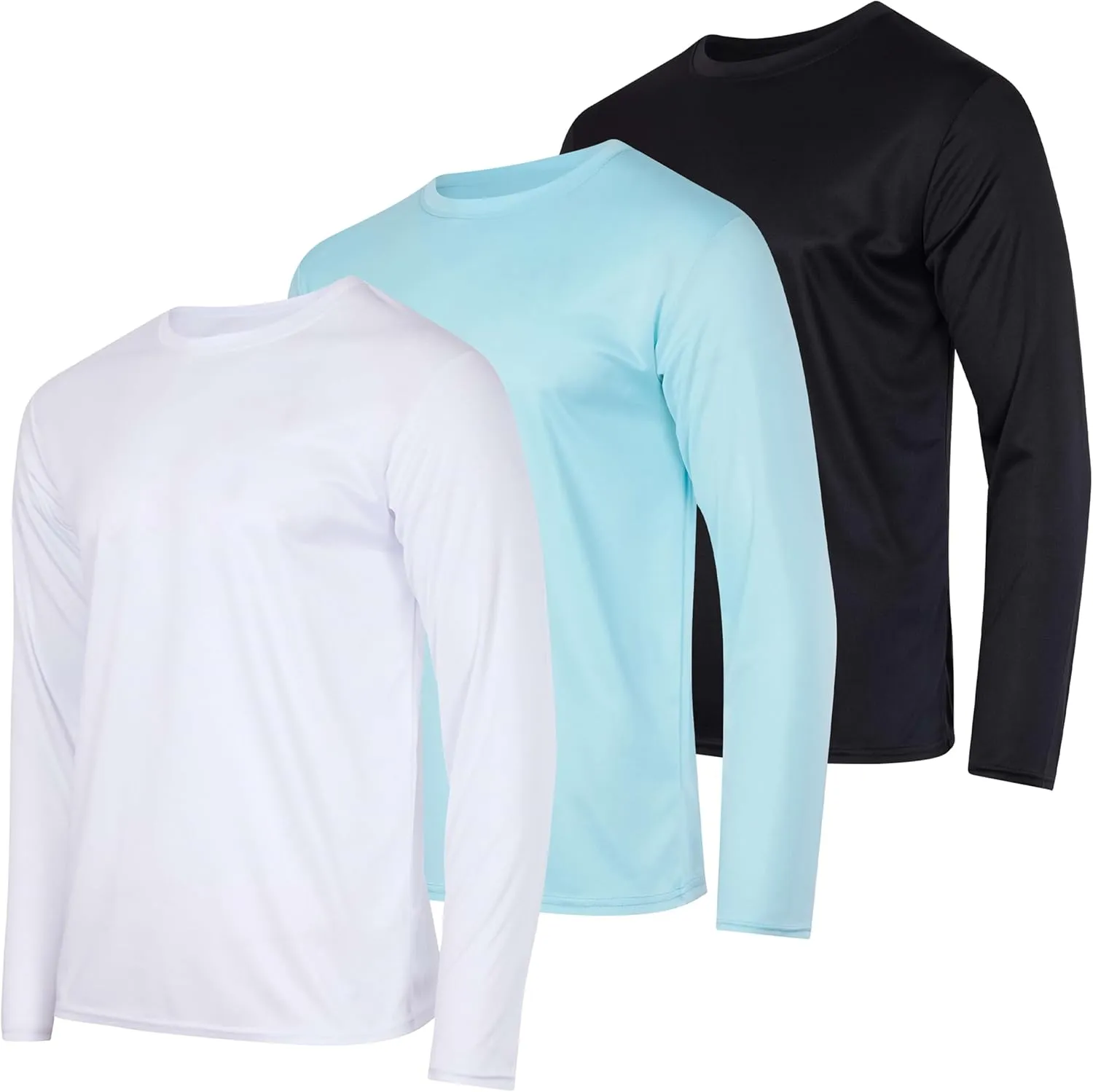Real Essentials 3 & 5 Pack: Men's Mesh Quick Dry Athletic Long Sleeve T-Shirt UPF SPF UV Sun (Available in Big & Tall)