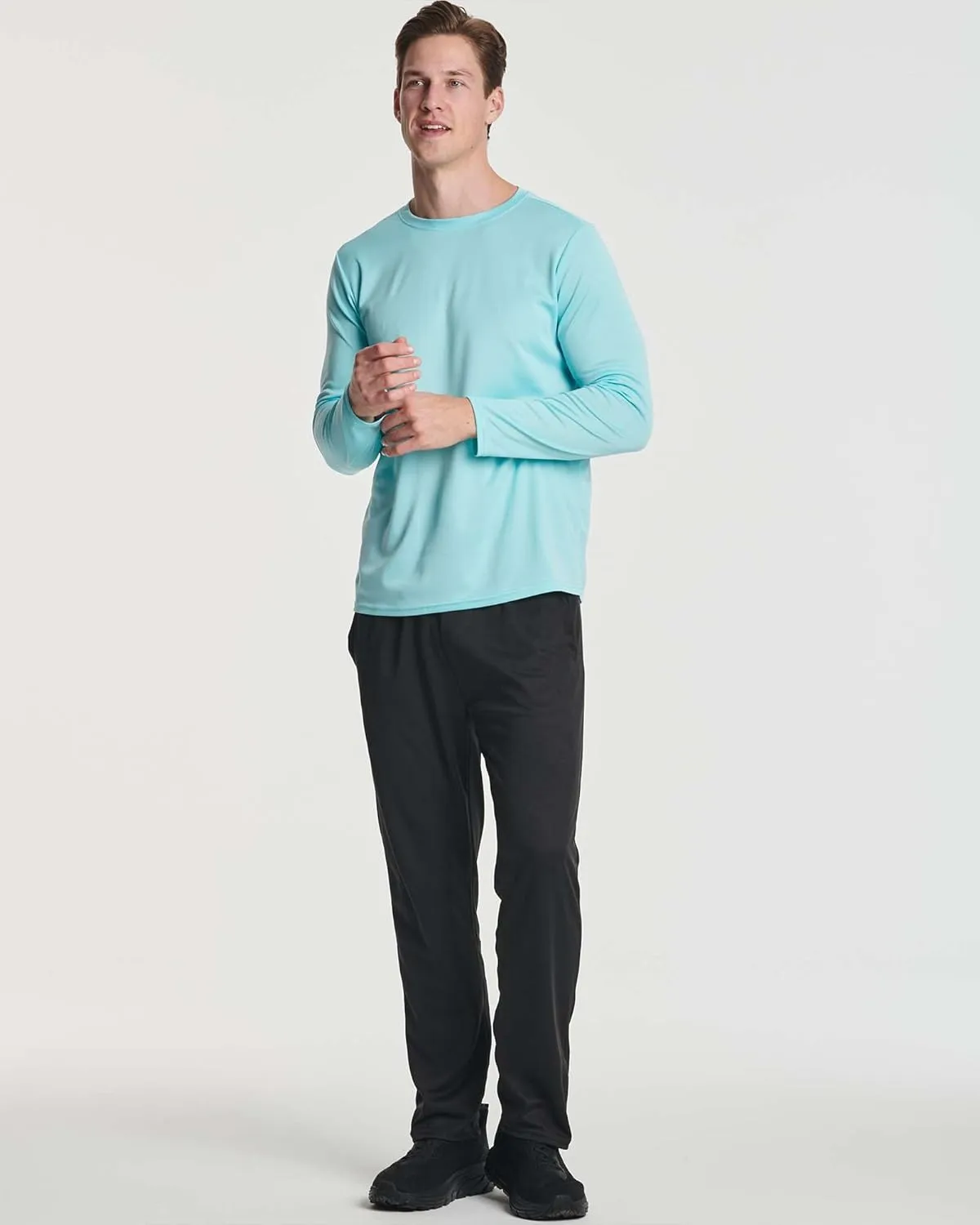 Real Essentials 3 & 5 Pack: Men's Mesh Quick Dry Athletic Long Sleeve T-Shirt UPF SPF UV Sun (Available in Big & Tall)