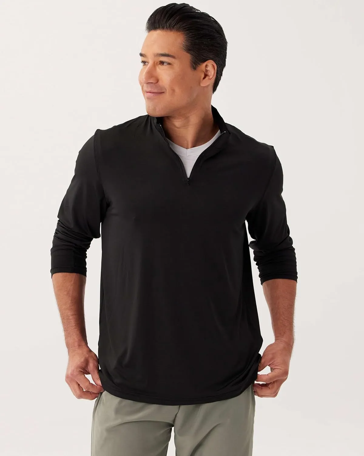 Real Essentials 3 Pack: Men's Dry-Fit Active Quarter Zip Long Sleeve Athletic Performance Pullover (Available in Big & Tall)