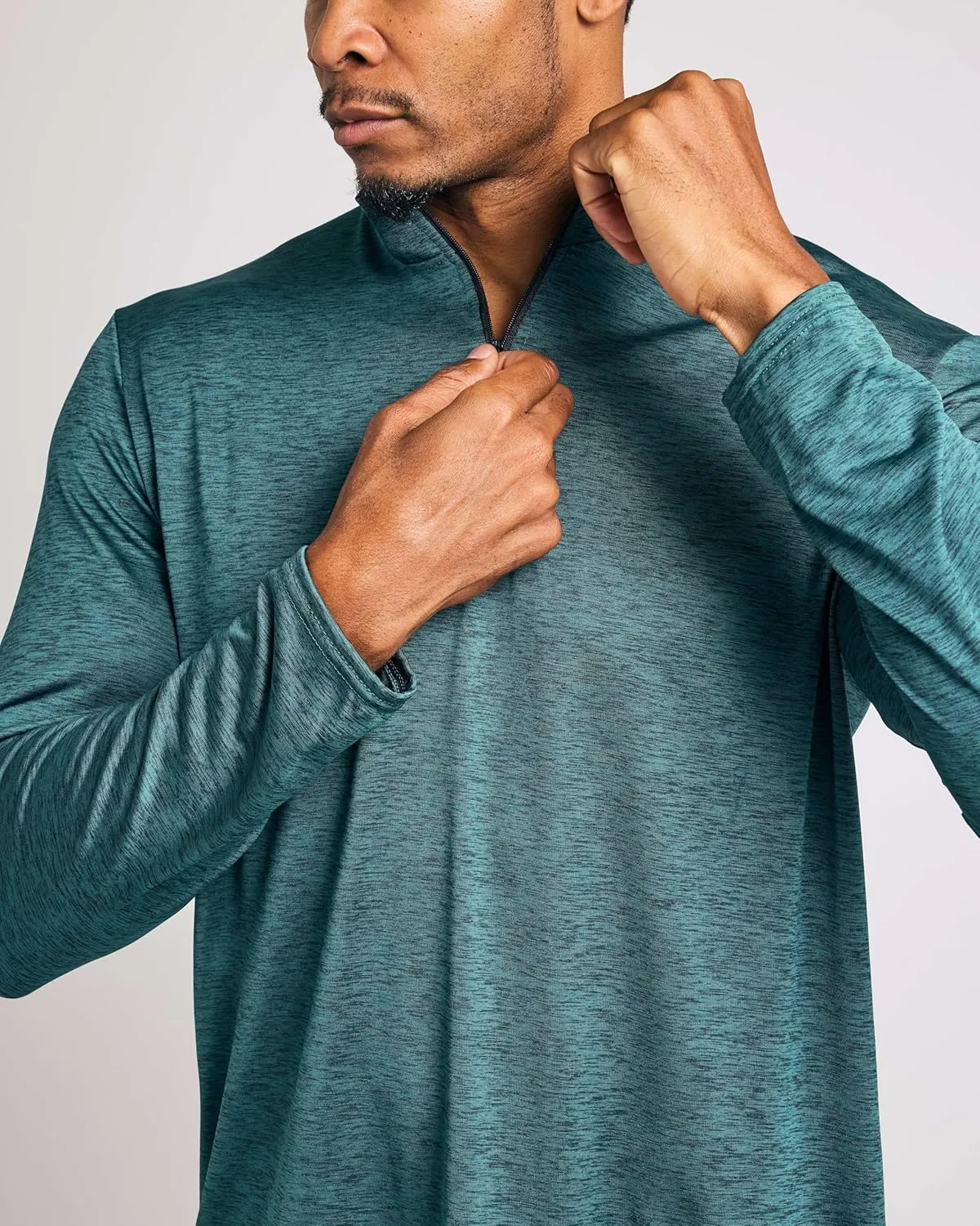 Real Essentials 3 Pack: Men's Dry-Fit Active Quarter Zip Long Sleeve Athletic Performance Pullover (Available in Big & Tall)