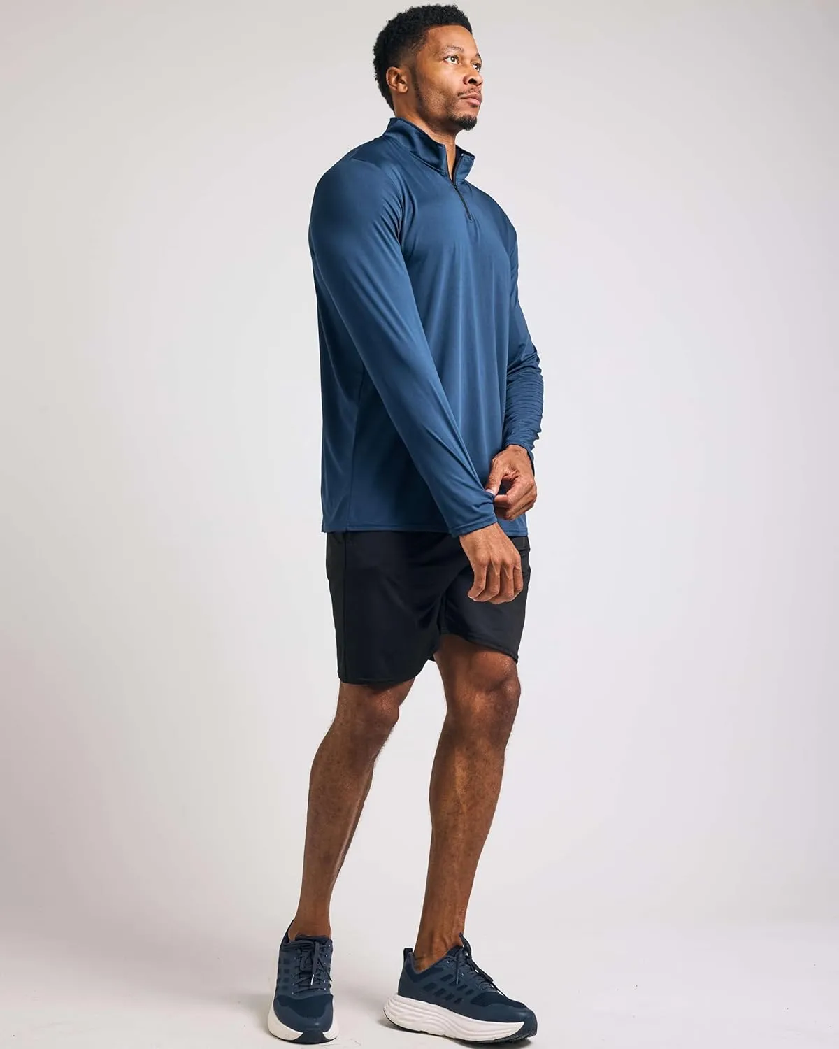 Real Essentials 3 Pack: Men's Dry-Fit Active Quarter Zip Long Sleeve Athletic Performance Pullover (Available in Big & Tall)