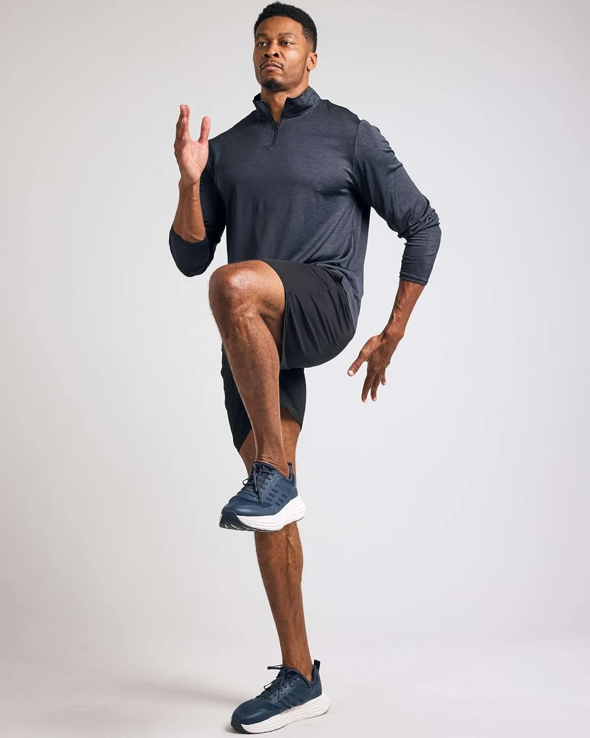 Real Essentials 3 Pack: Men's Dry-Fit Active Quarter Zip Long Sleeve Athletic Performance Pullover (Available in Big & Tall)