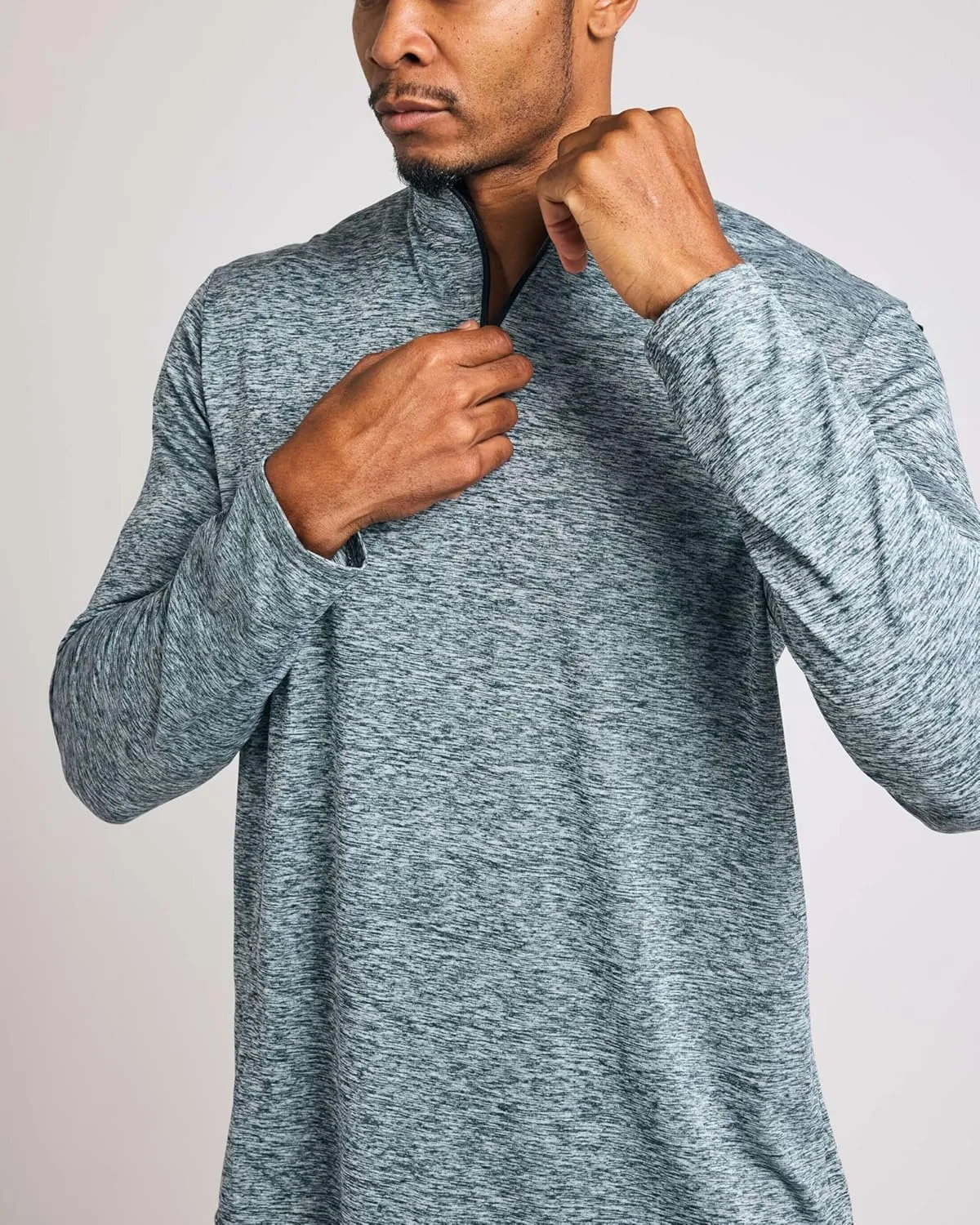 Real Essentials 3 Pack: Men's Dry-Fit Active Quarter Zip Long Sleeve Athletic Performance Pullover (Available in Big & Tall)