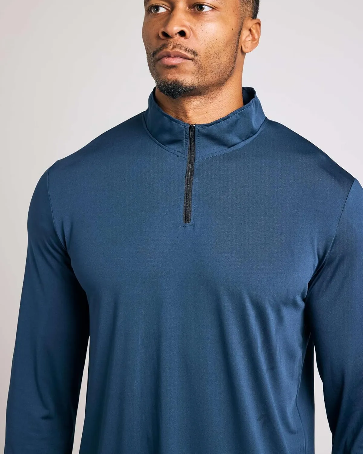 Real Essentials 3 Pack: Men's Dry-Fit Active Quarter Zip Long Sleeve Athletic Performance Pullover (Available in Big & Tall)