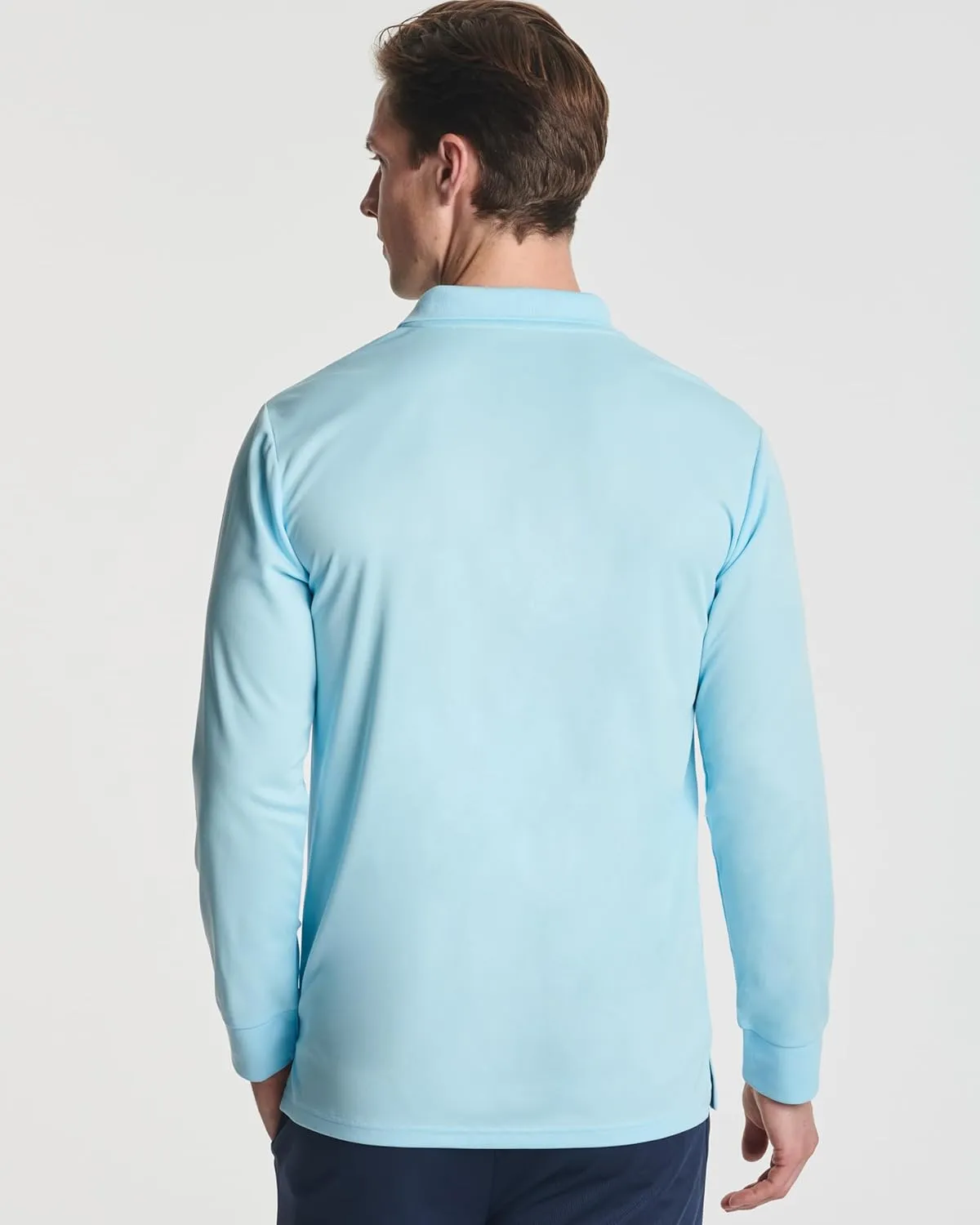 Real Essentials 3 Pack Men's Dry Fit Long-Sleeve Active Polo Shirt Casual Performance Golf (Available in Big & Tall)