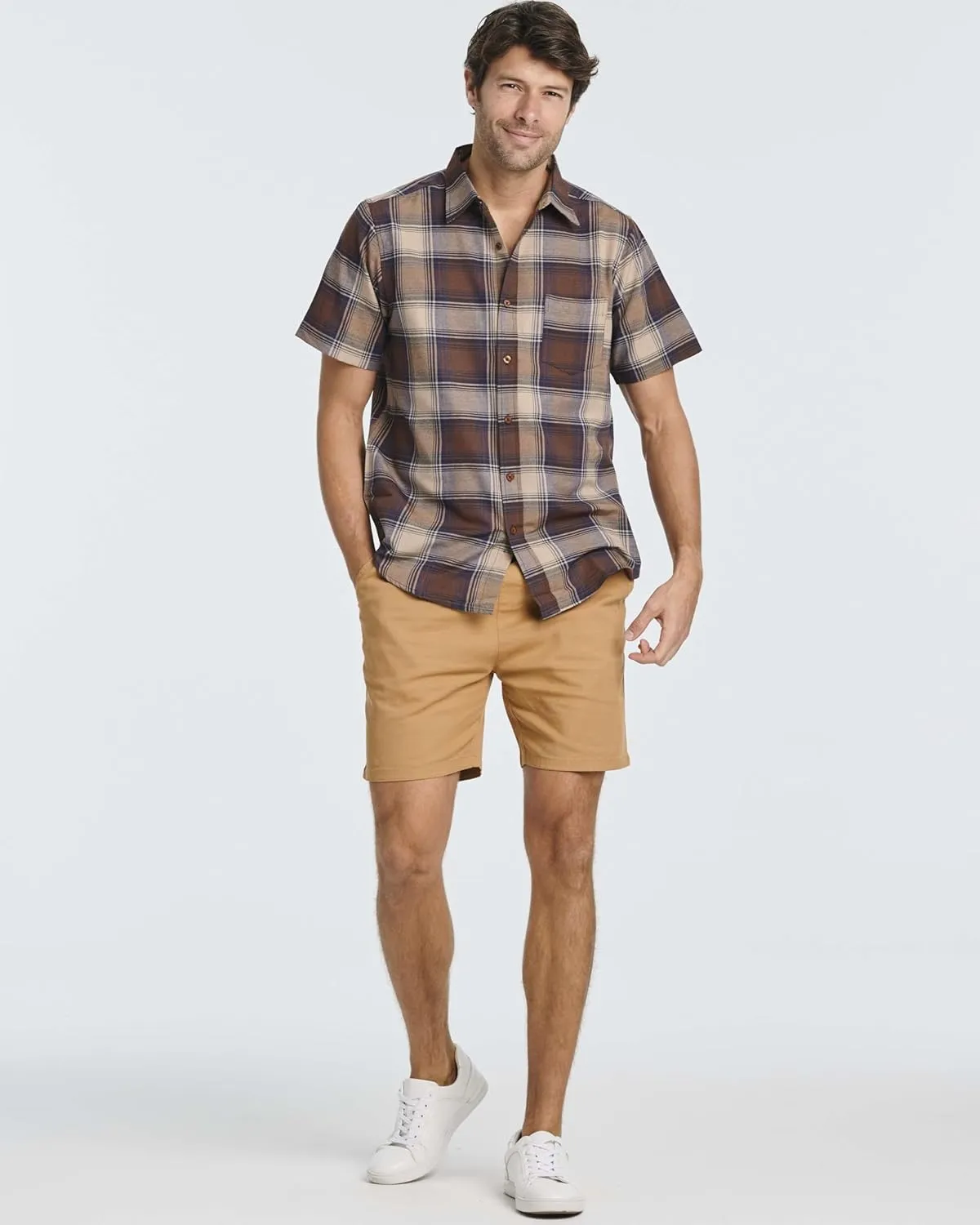 Real Essentials 3 Pack: Men's Regular-Fit Short Sleeve Woven Button Down Shirt with Pocket (Available in Big & Tall)