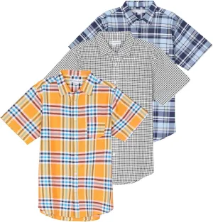 Real Essentials 3 Pack: Men's Regular-Fit Short Sleeve Woven Button Down Shirt with Pocket (Available in Big & Tall)