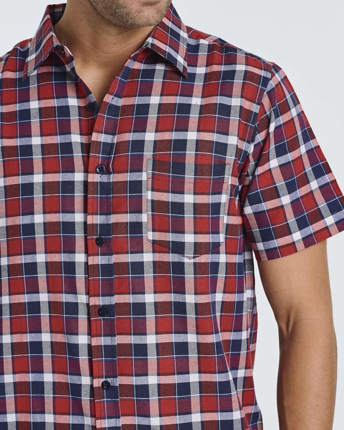 Real Essentials 3 Pack: Men's Regular-Fit Short Sleeve Woven Button Down Shirt with Pocket (Available in Big & Tall)