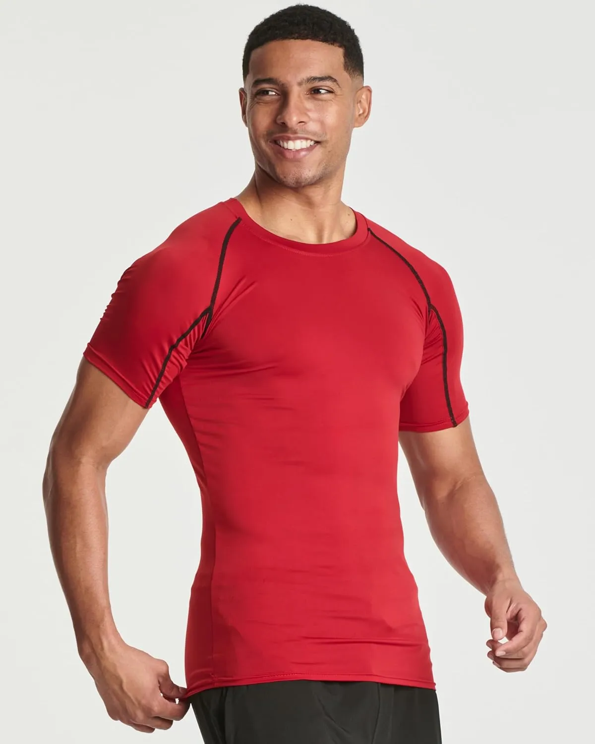 Real Essentials 4 Pack: Men's Short Sleeve Compression T-Shirt Base Layer Undershirt Athletic Top (Available in Big & Tall)