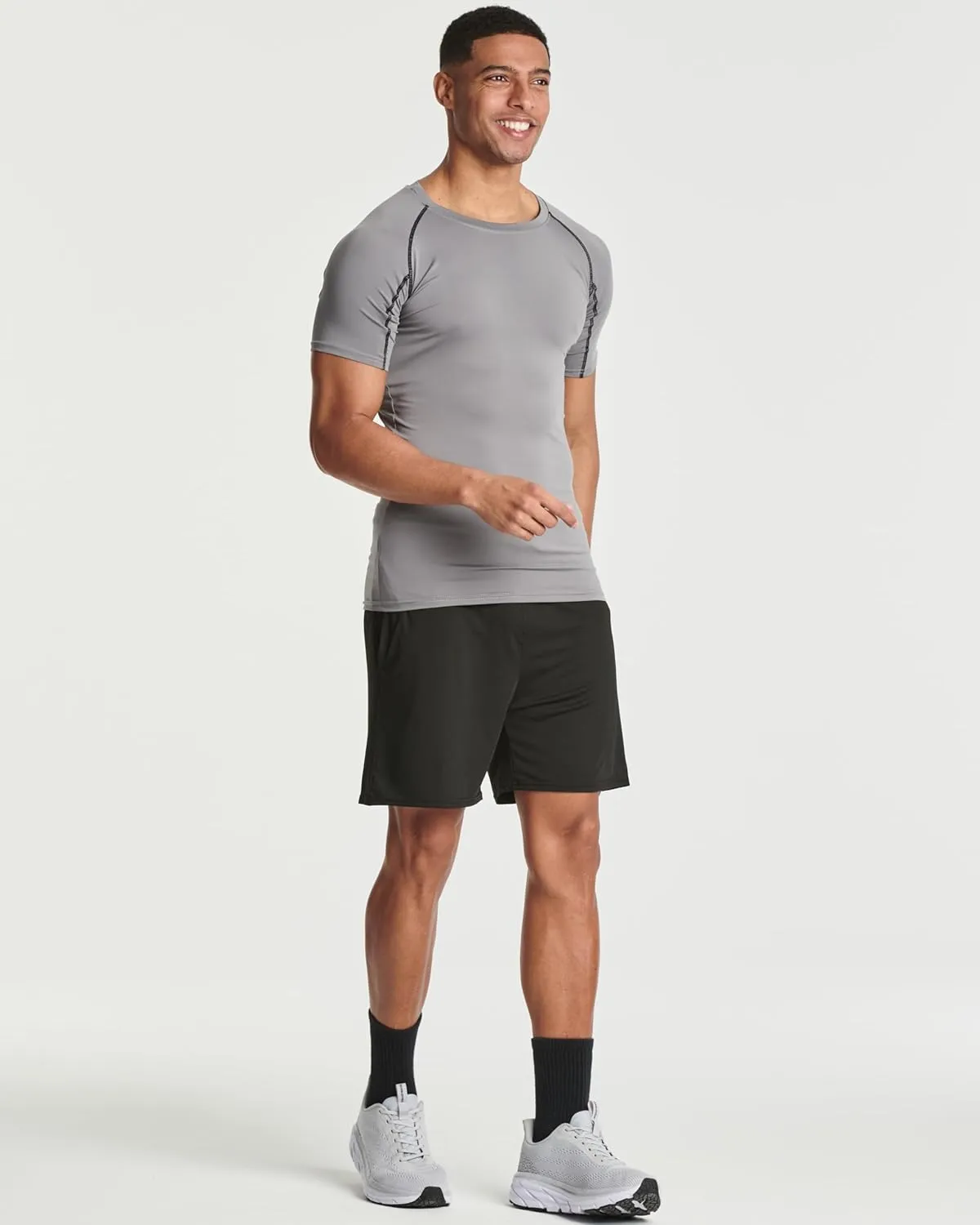 Real Essentials 4 Pack: Men's Short Sleeve Compression T-Shirt Base Layer Undershirt Athletic Top (Available in Big & Tall)