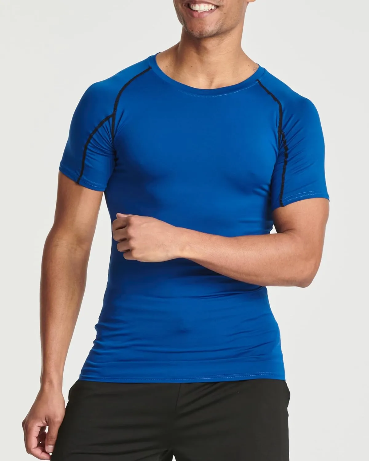 Real Essentials 4 Pack: Men's Short Sleeve Compression T-Shirt Base Layer Undershirt Athletic Top (Available in Big & Tall)