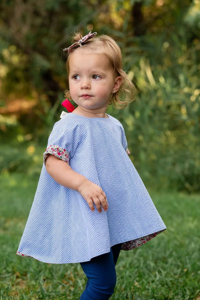 Reversible Swing Tunic, Azure Posy