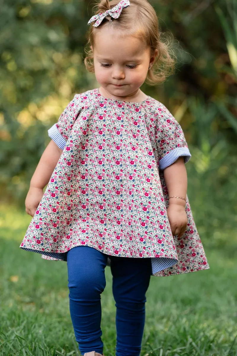 Reversible Swing Tunic, Azure Posy