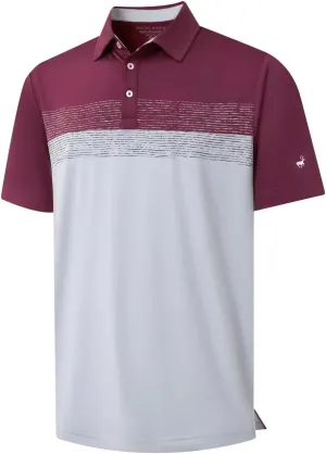 Rouen Polo Shirts for Men Quick Dry Regular Fit Casual Color Block Chest Print Active Short Sleeve Collared Mens Golf Shirt