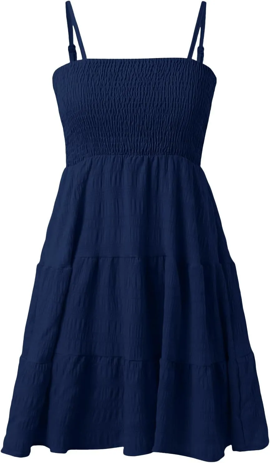 Ruffle Dress Women Spaghetti Strap Mini Casual Cute Summer Going Out Party Dresses S~2XL
