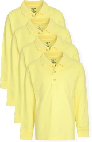 Studio 3 Boys - 4-Pack School Uniform Short and Long Sleeve Pique Polo Shirts