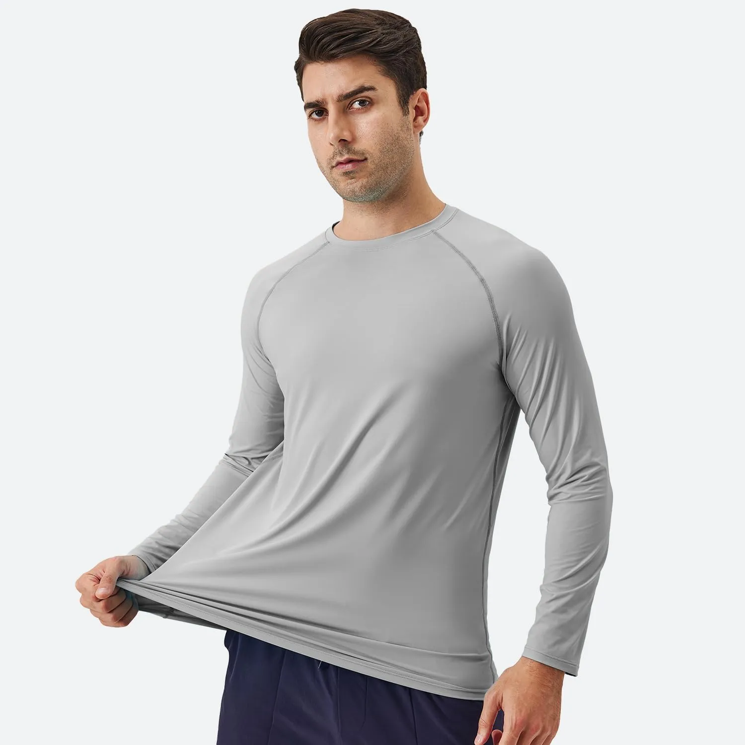 Sun Protection Shirts for Men UPF 50  Long Sleeve Rash Guard T-Shirt for Swimming Running Workout Hiking