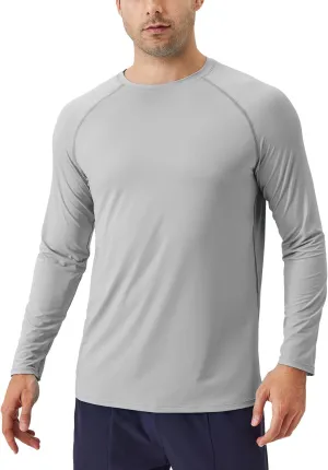 Sun Protection Shirts for Men UPF 50  Long Sleeve Rash Guard T-Shirt for Swimming Running Workout Hiking