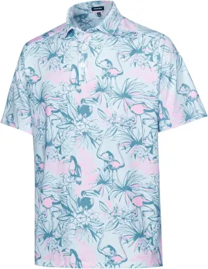 SURF CUZ Golf Shirt Moisture Wicking for Men Dry Fit Polo Shirts Short Sleeve Print Performance 4-Way Stretch
