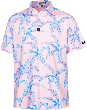 SURF CUZ Golf Shirt Moisture Wicking for Men Dry Fit Polo Shirts Short Sleeve Print Performance 4-Way Stretch