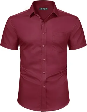 TACVASEN Men's Dress Shirts Button Up Short Sleeve with Chest Pocket Cotton Shirt for Summer Casual Regular Fit