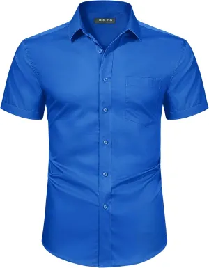 TACVASEN Men's Dress Shirts Button Up Short Sleeve with Chest Pocket Cotton Shirt for Summer Casual Regular Fit