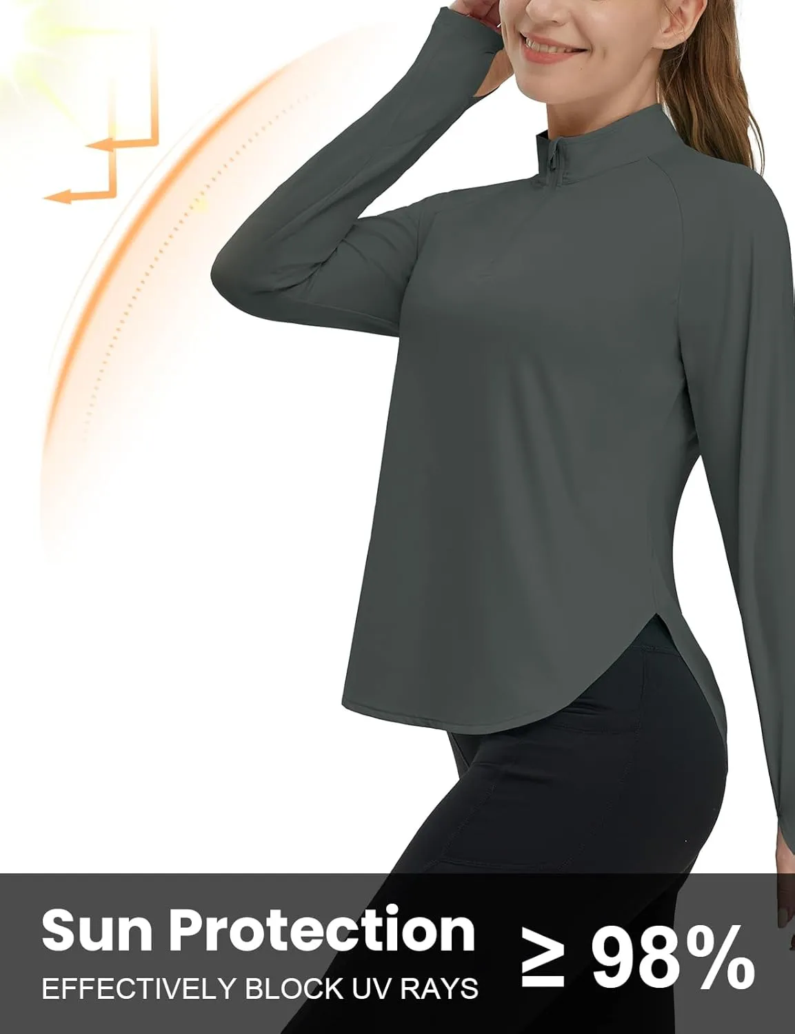 TBMPOY Women's Sun Shirt 1/4 Zipper Long Sleeve UPF 50  Sun Protection Clothing UV SPF Hiking Outdoor