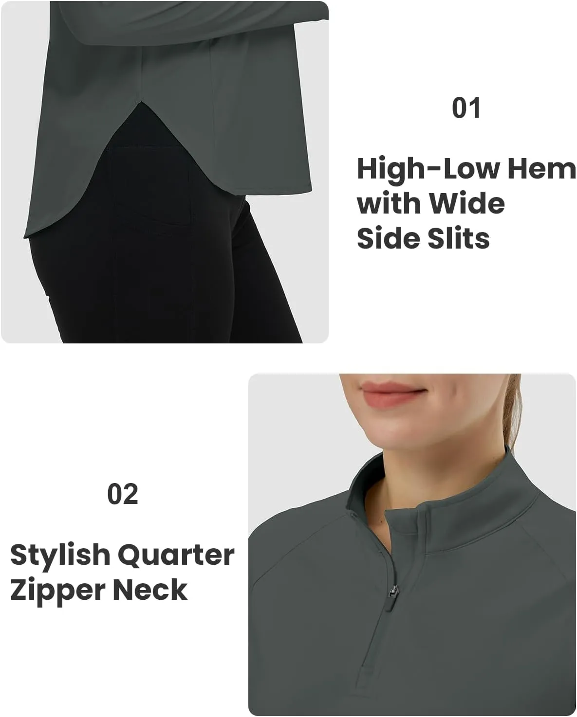 TBMPOY Women's Sun Shirt 1/4 Zipper Long Sleeve UPF 50  Sun Protection Clothing UV SPF Hiking Outdoor