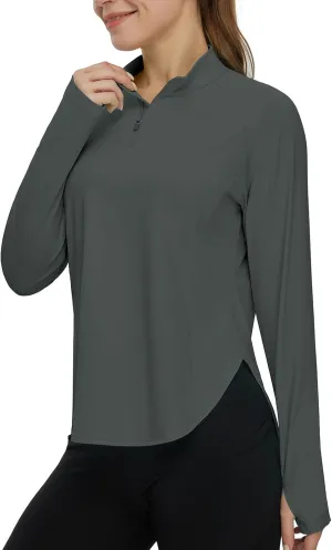 TBMPOY Women's Sun Shirt 1/4 Zipper Long Sleeve UPF 50  Sun Protection Clothing UV SPF Hiking Outdoor